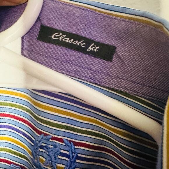 Bugatchi Classic Fit Multicolored Striped Button Down Collares Shirt size Medium - Picture 9 of 9